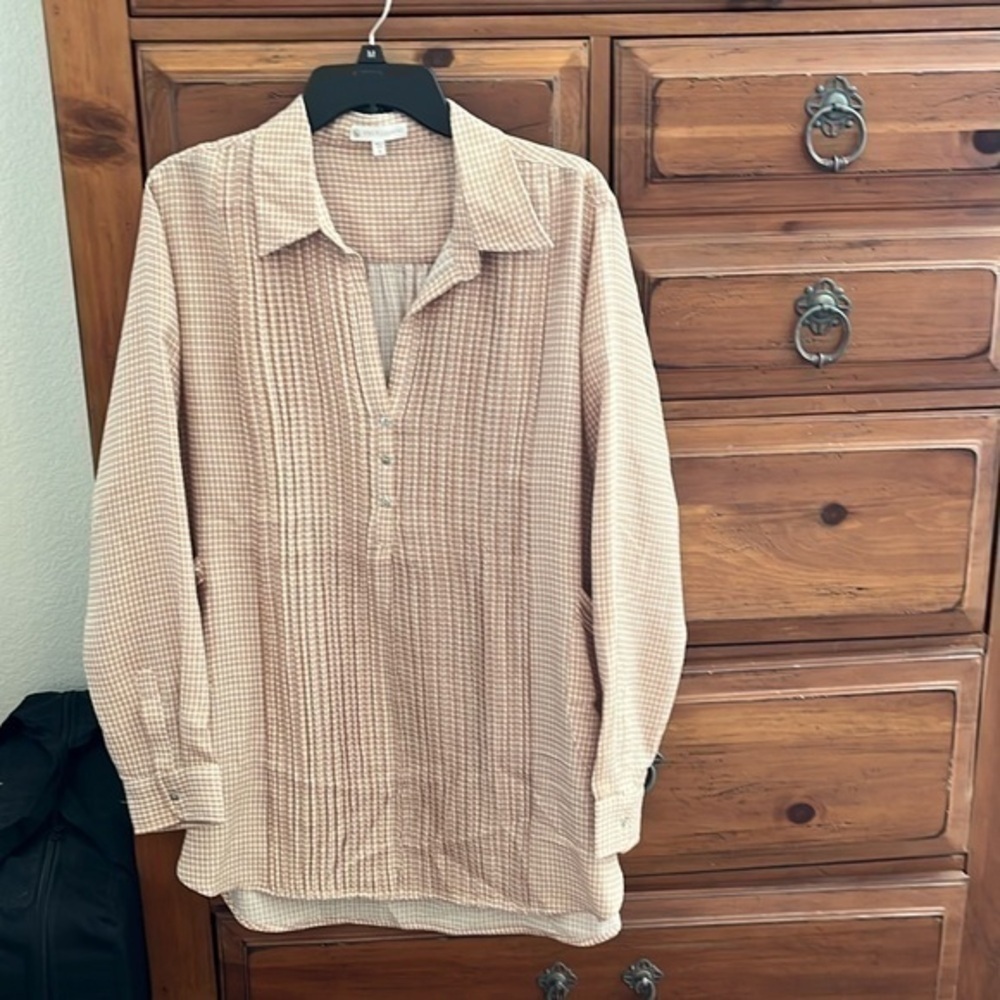 FSL+Apparel Women’s Tan Oversized Blouse Top Tunic NWOT